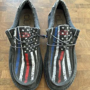 HEY DUDE Wally "MIDNIGHT FLAG" Patriotic/USA Buckle Limited Edition Men's 10